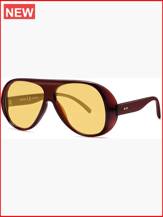 Retro Polarized Oversized 90s Aviator Sunglasses Square Frame UV400 main image 6